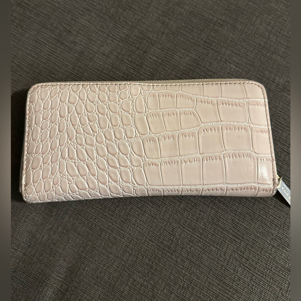 Pink crocodile Anne Klein leather wallet